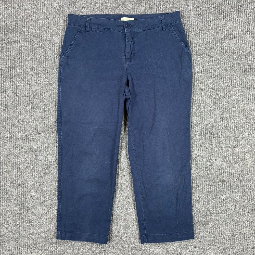 Caribbean Joe Womens Chino Crop Pants Size 6 Navy Stretch Casual Cotton